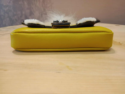 Fendi Monster Baguette Leather and Fur Micro
