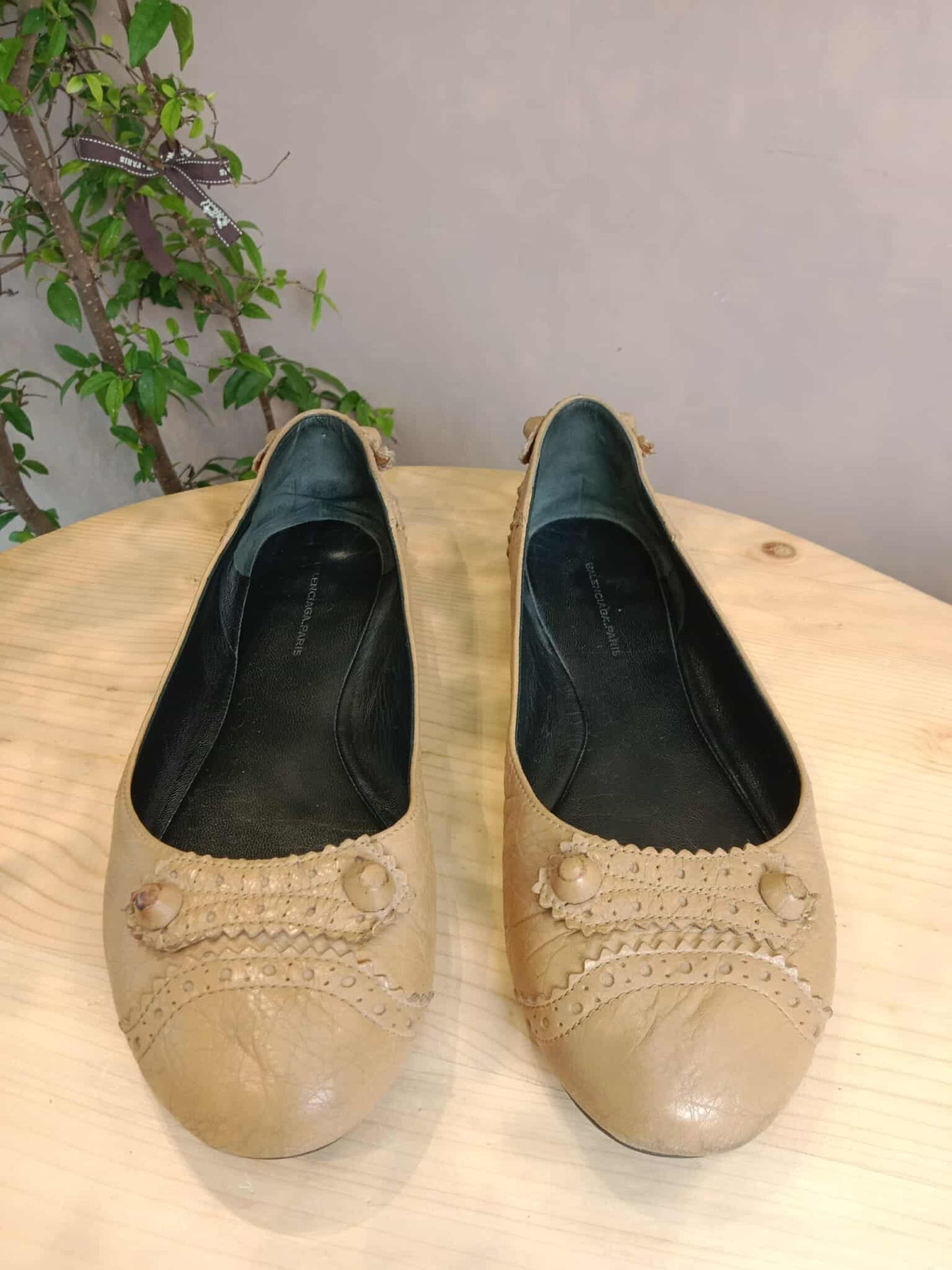 Balenciaga Beige Flat Shoes Size 38 1/2