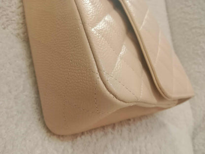 Chanel Classic Double Flap Medium Beige Caviar Series 14