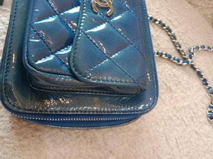 Chanel Blue Quilted Patent Leather Camera Bag Blue Series 20
