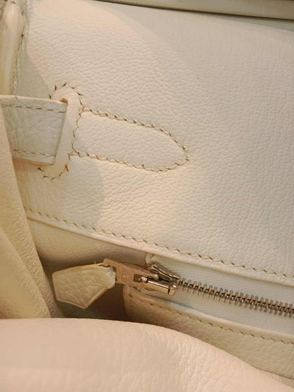 Hermes Birkin 35 White Clemence Stamp N Square 2010