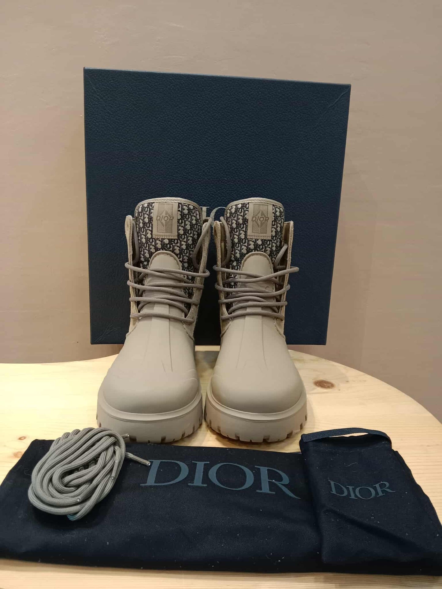 Dior Boots Garden Lace Up Rubber Jaq Size 39