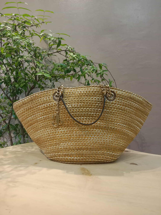 Jimmy Choo Mari Woven Raffia Tote Handbag