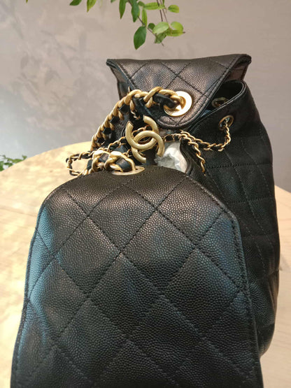 Chanel 25 Black Medium Caviar Microchipped