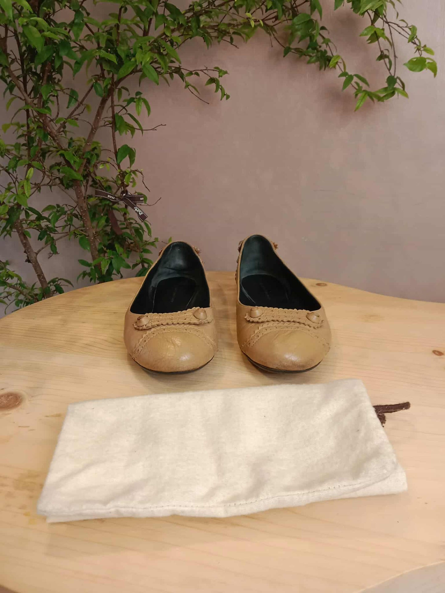 Balenciaga Beige Flat Shoes Size 38 1/2