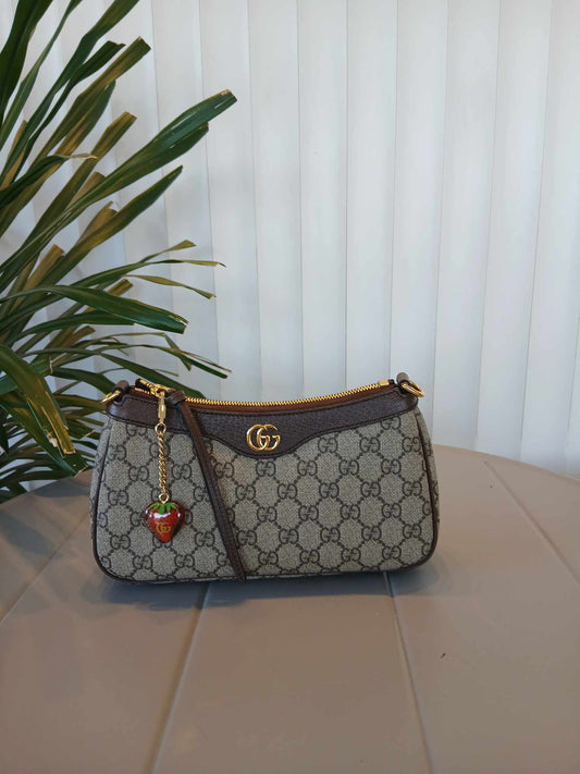 Gucci Ophidia Strawberry GG Supreme Small Brown