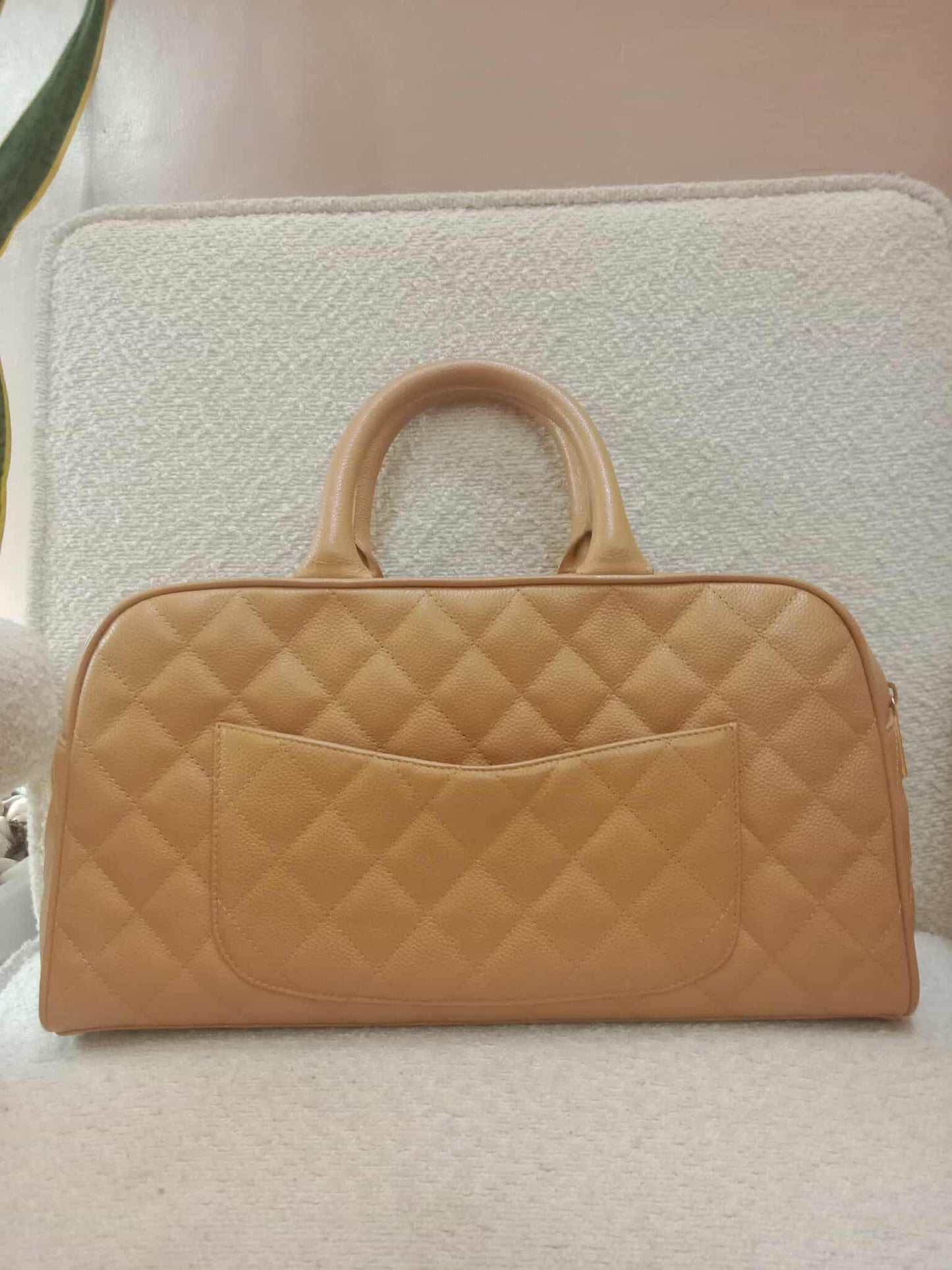 Chanel Bowling Bag Beige Caviar Series 9