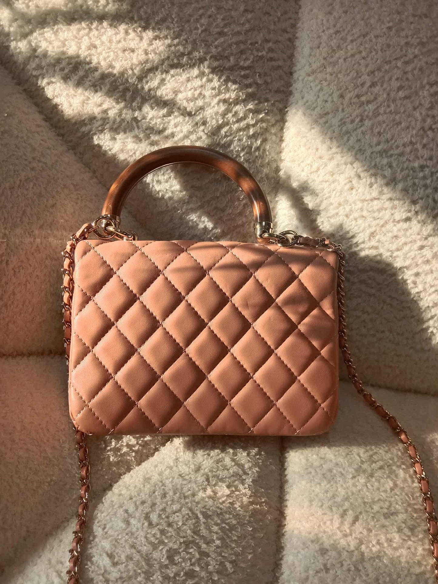 Chanel Mini Seasonal Wood Top Handle Flap Bag Peach Series 26