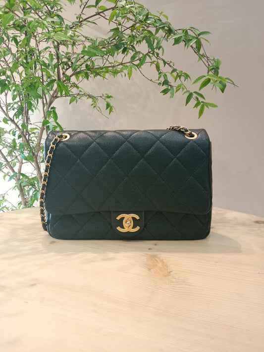 Chanel Seasonal Flap Caviar Black Microchipped