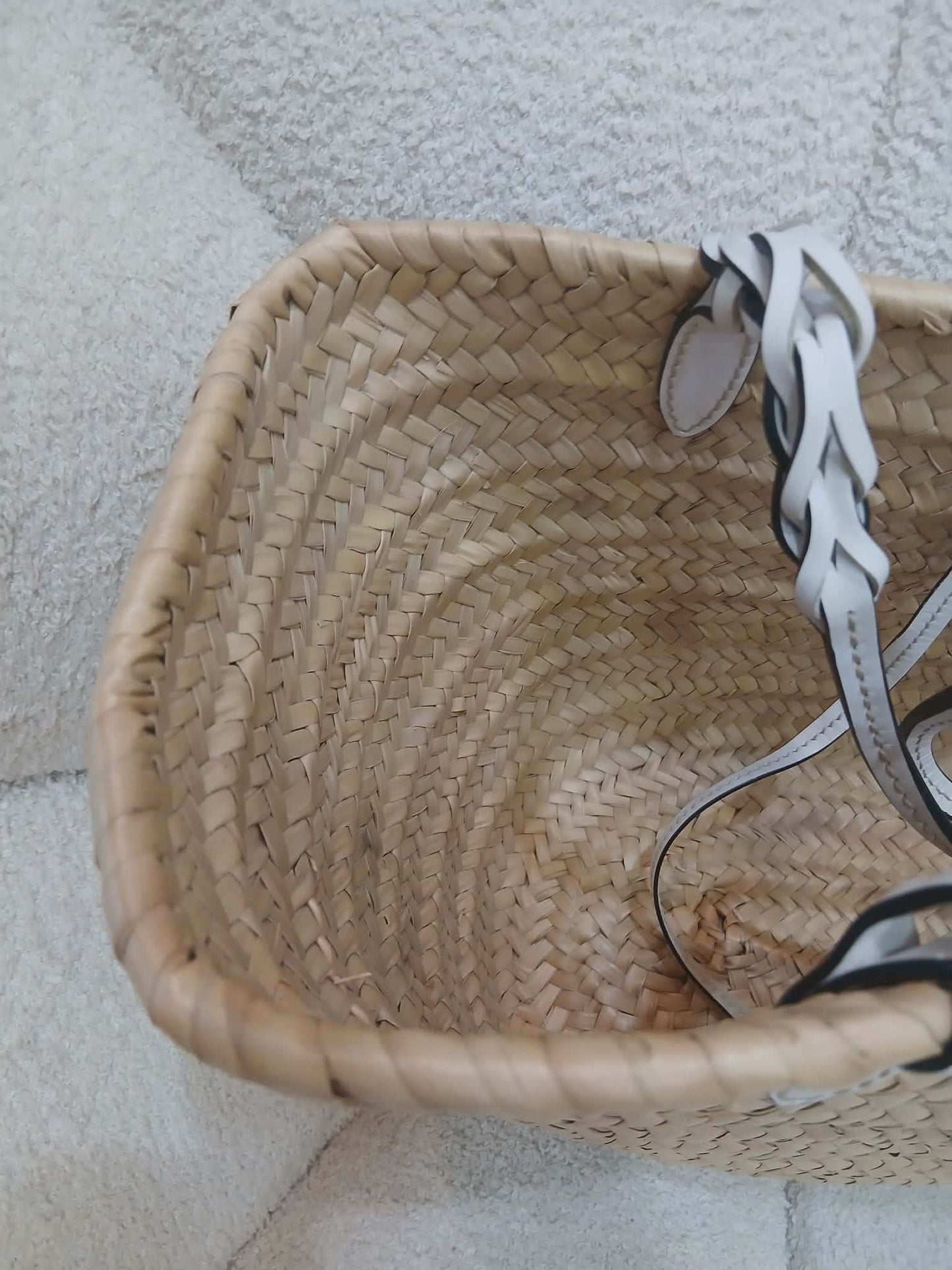 Prada Raffia Tote Bag White