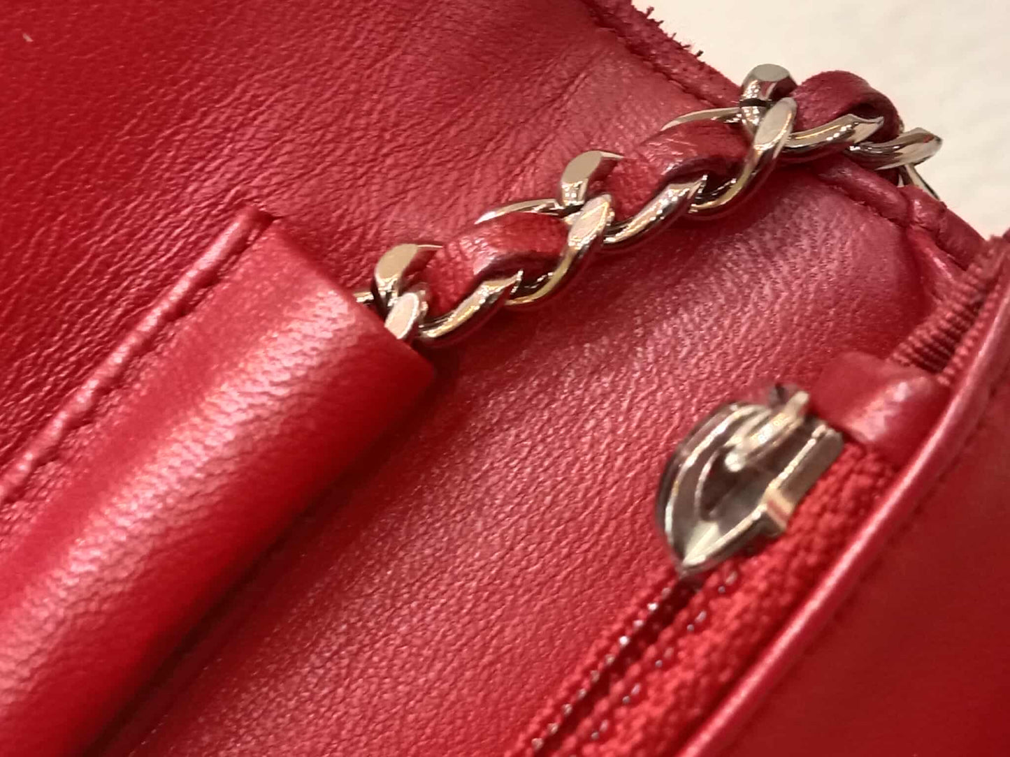 Chanel Classic Wallet On Chain Red Lambskin Series 16