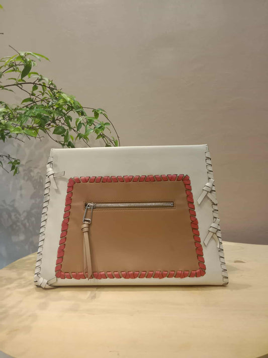 Fendi White Whipstitch Runaway Leather Satchel Bag