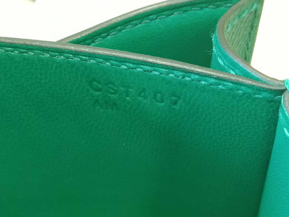 Hermes Constance 18 Green Epsom Stamp C 2018