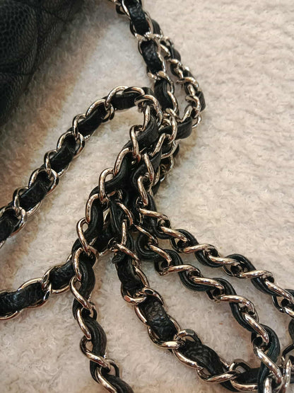 Chanel Classic Double Flap Medium Black Caviar Series 19