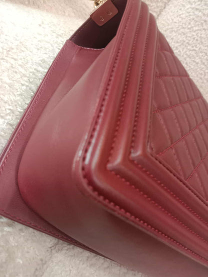 Chanel Boy Flap New Medium Burgundy Lambskin Series 22
