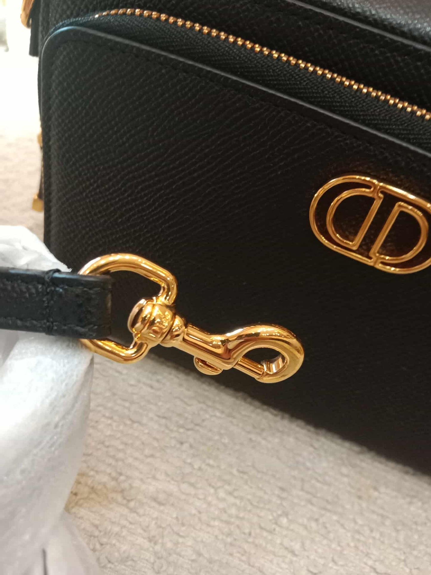 Christian Dior Caro Double Pouch Shoulder Bag Black