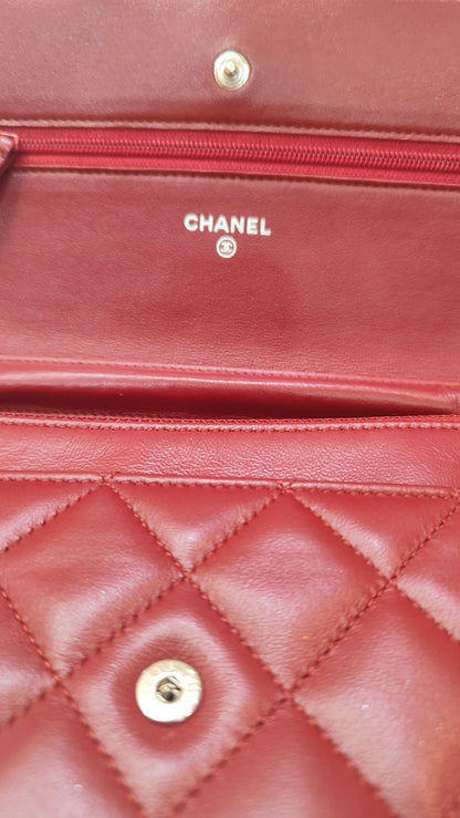 Chanel Wallet on Chain Red Lambskin Series 16