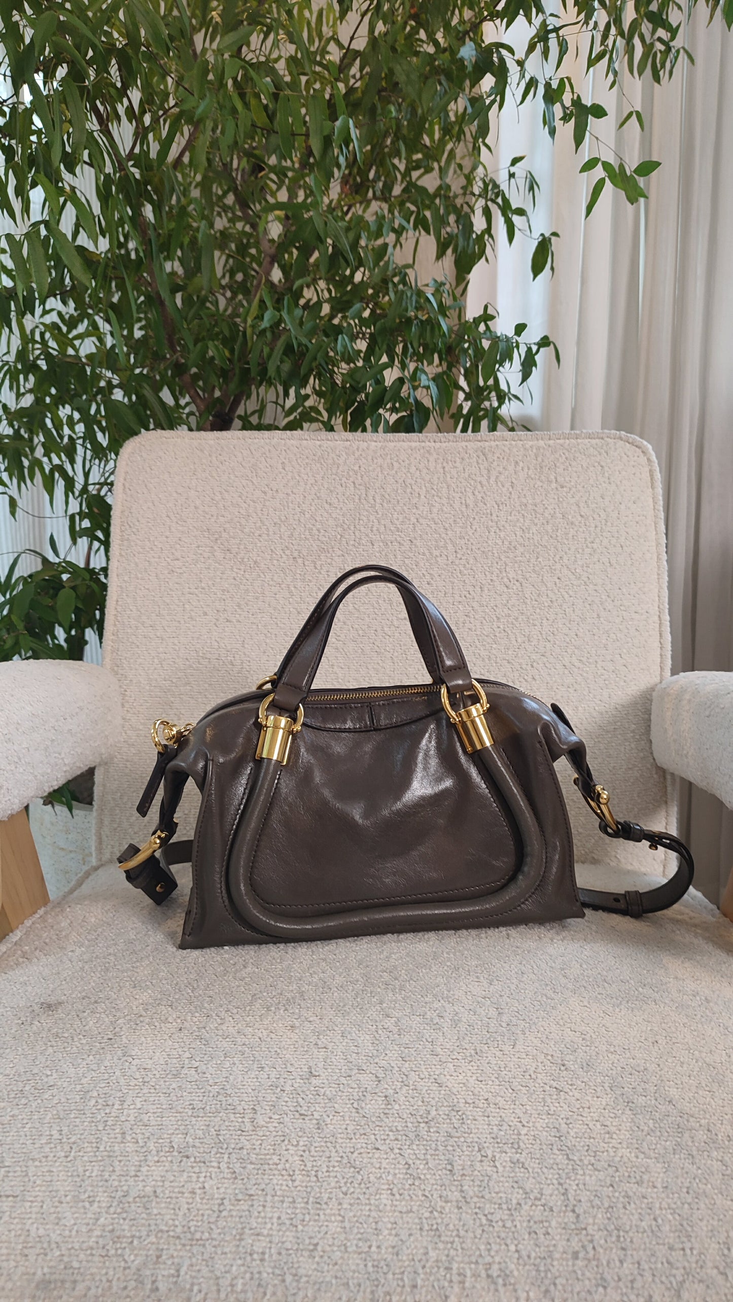 Chloe Small Double Carry Flannel Gray Bag