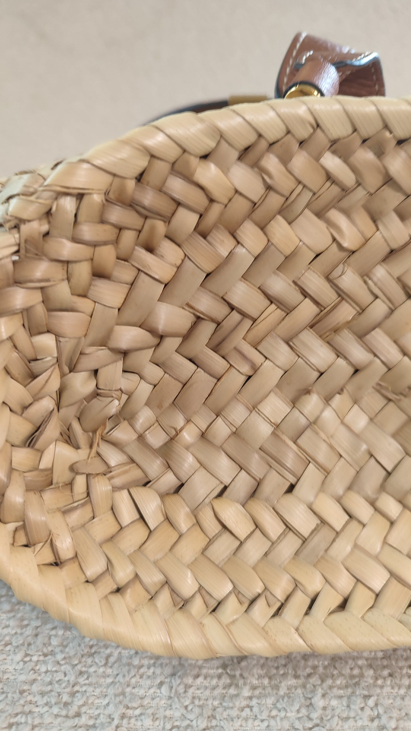 Chloe Marcie Small Raffia Basket Brown Bag