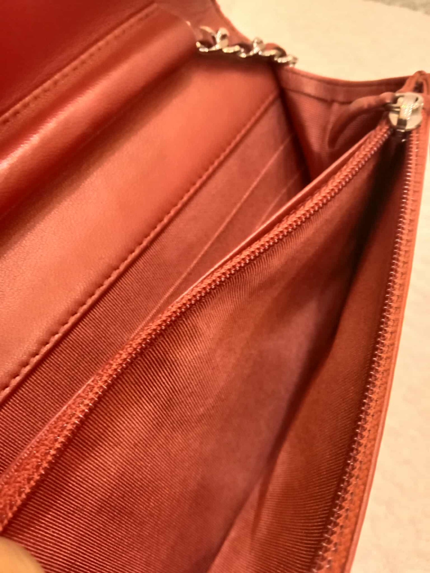 Chanel Classic Wallet On Chain Red Lambskin Series 16