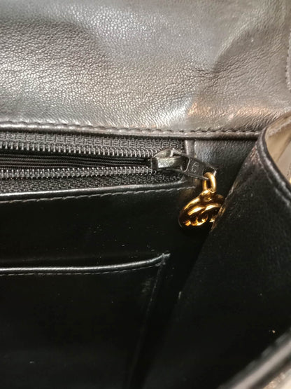 Chanel Vintage Briefcase Quilted Patent Black