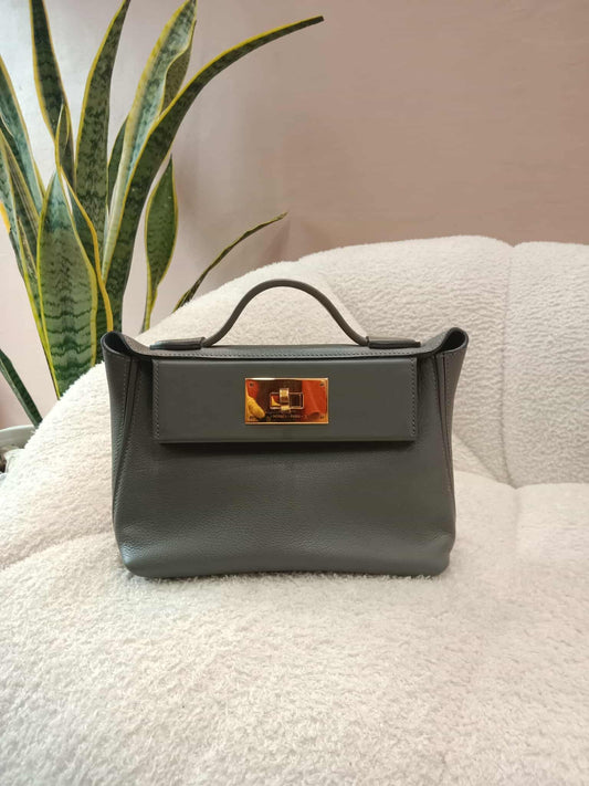 Hermes Mini 24/24 Gris Meyer Evercolor Stamp U 2022