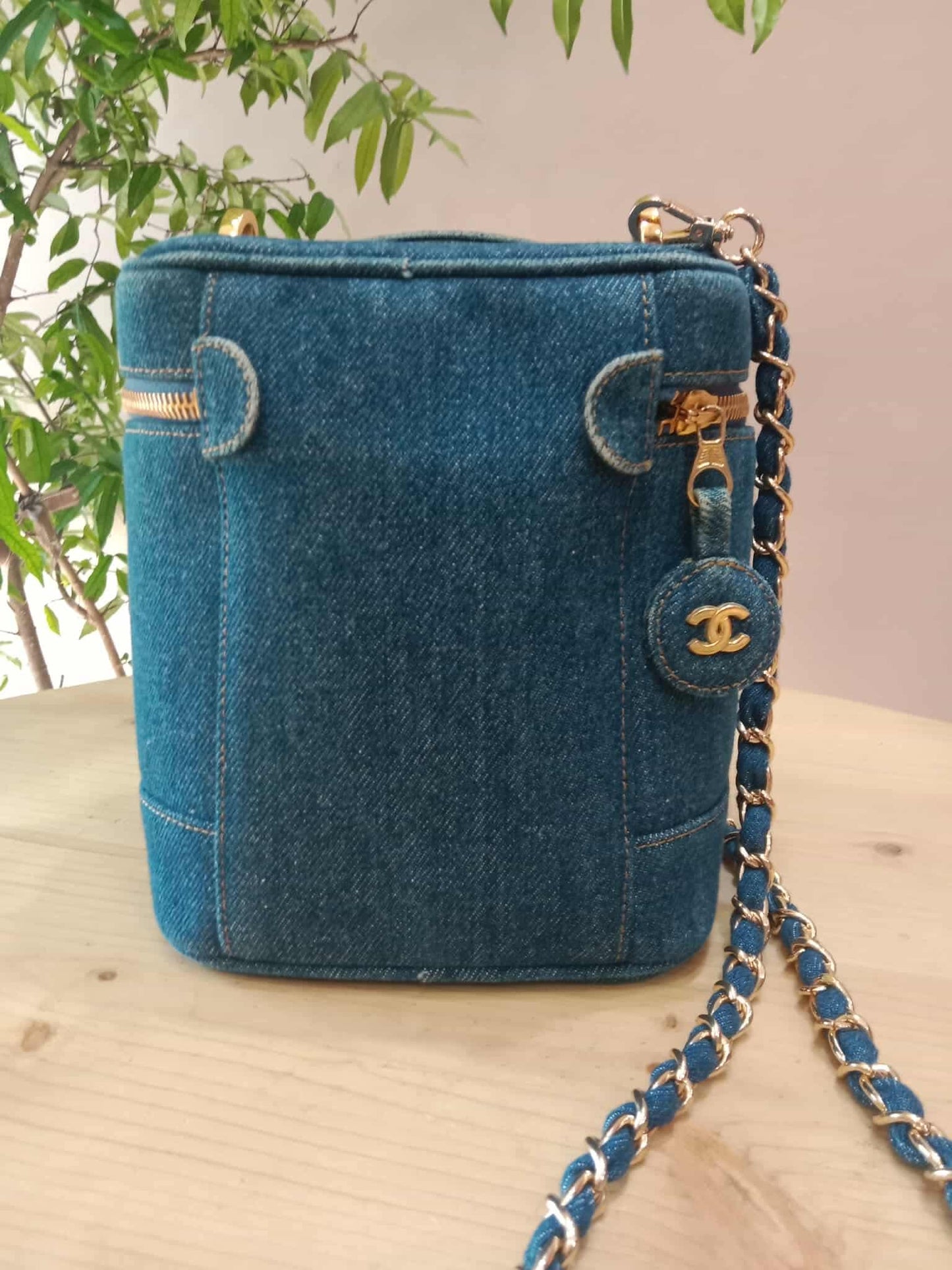 Chanel Denim Vanity Gold-Tone Hardware and the Signature Interlocking CC Logo Series 4