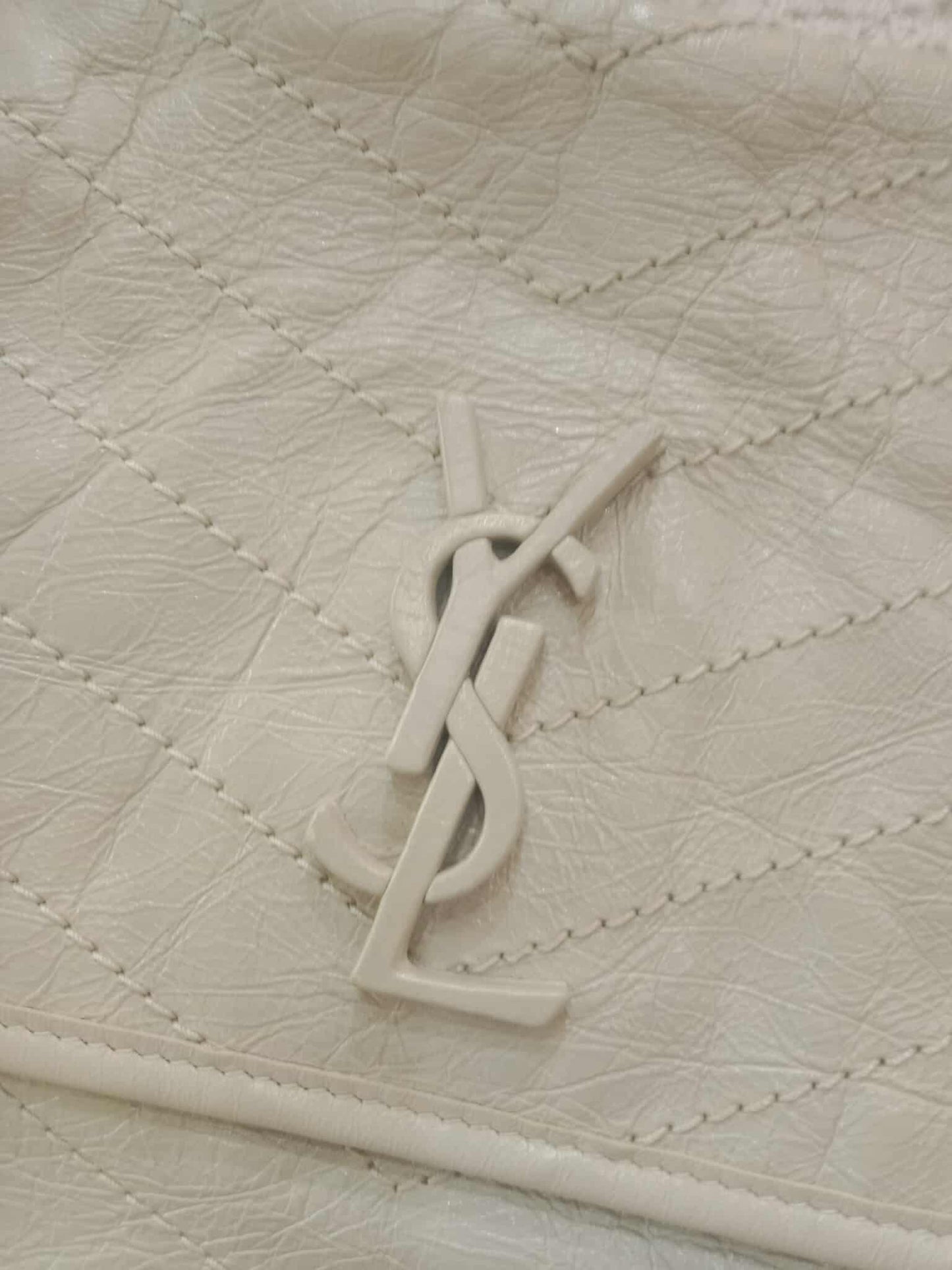 Saint Laurent Niki Medium Shoulder Bag in White Quilted Calfskin