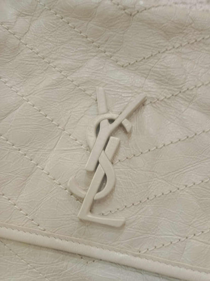Saint Laurent Niki Medium Shoulder Bag in White Quilted Calfskin