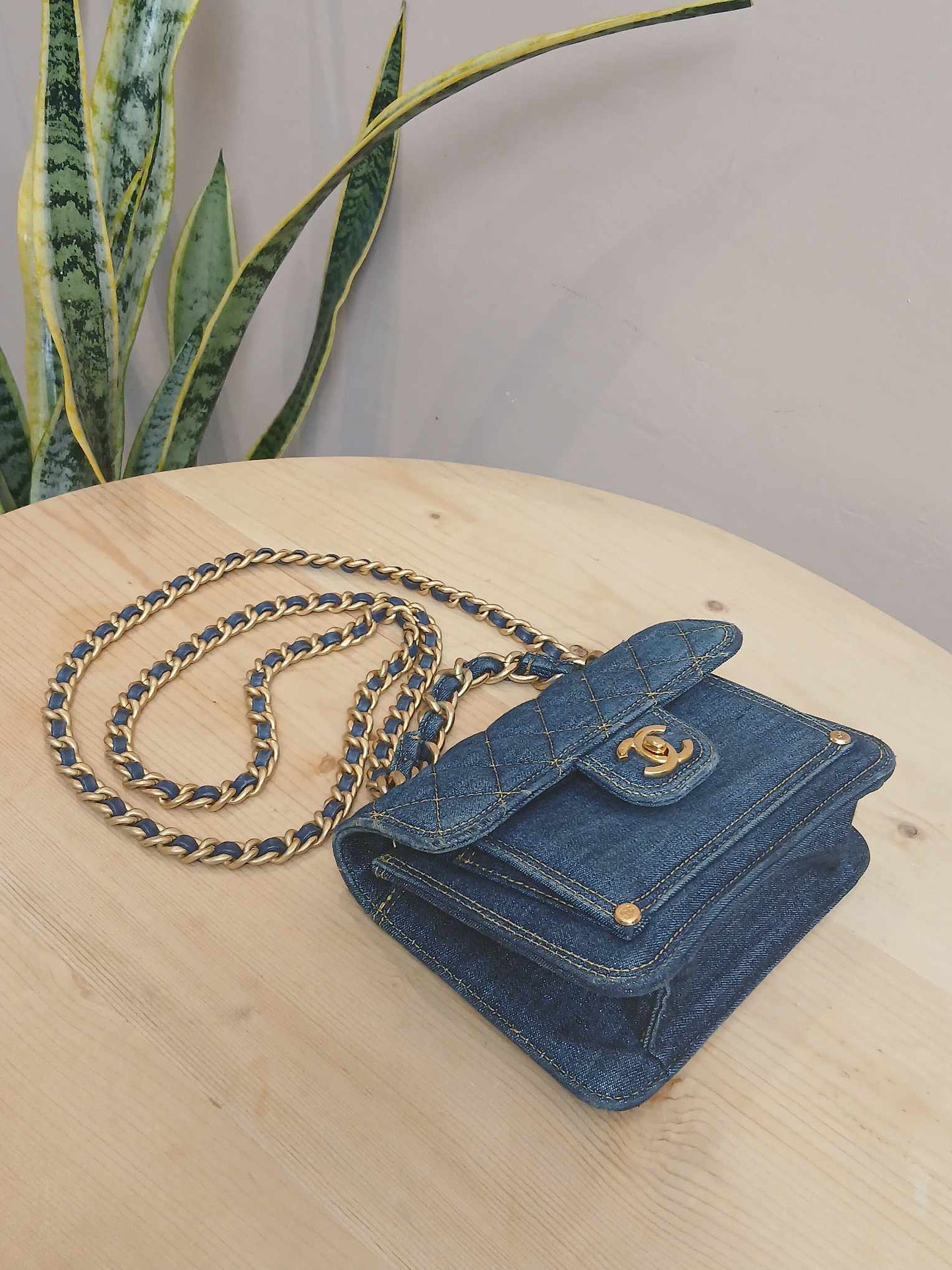 Chanel Denim Mini Flap Bag Microchipped