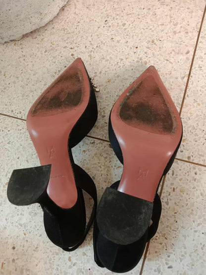 Amina Muaddi Black Sandals Size 39