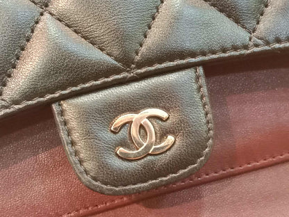 Chanel Black Lambskin Tri-Fold Long Wallet Series 13