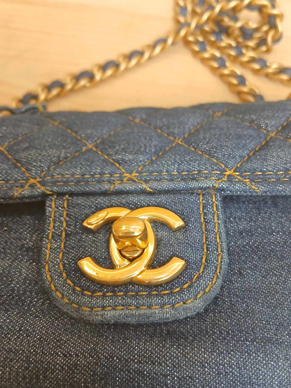 Chanel Denim Mini Flap Bag Microchipped