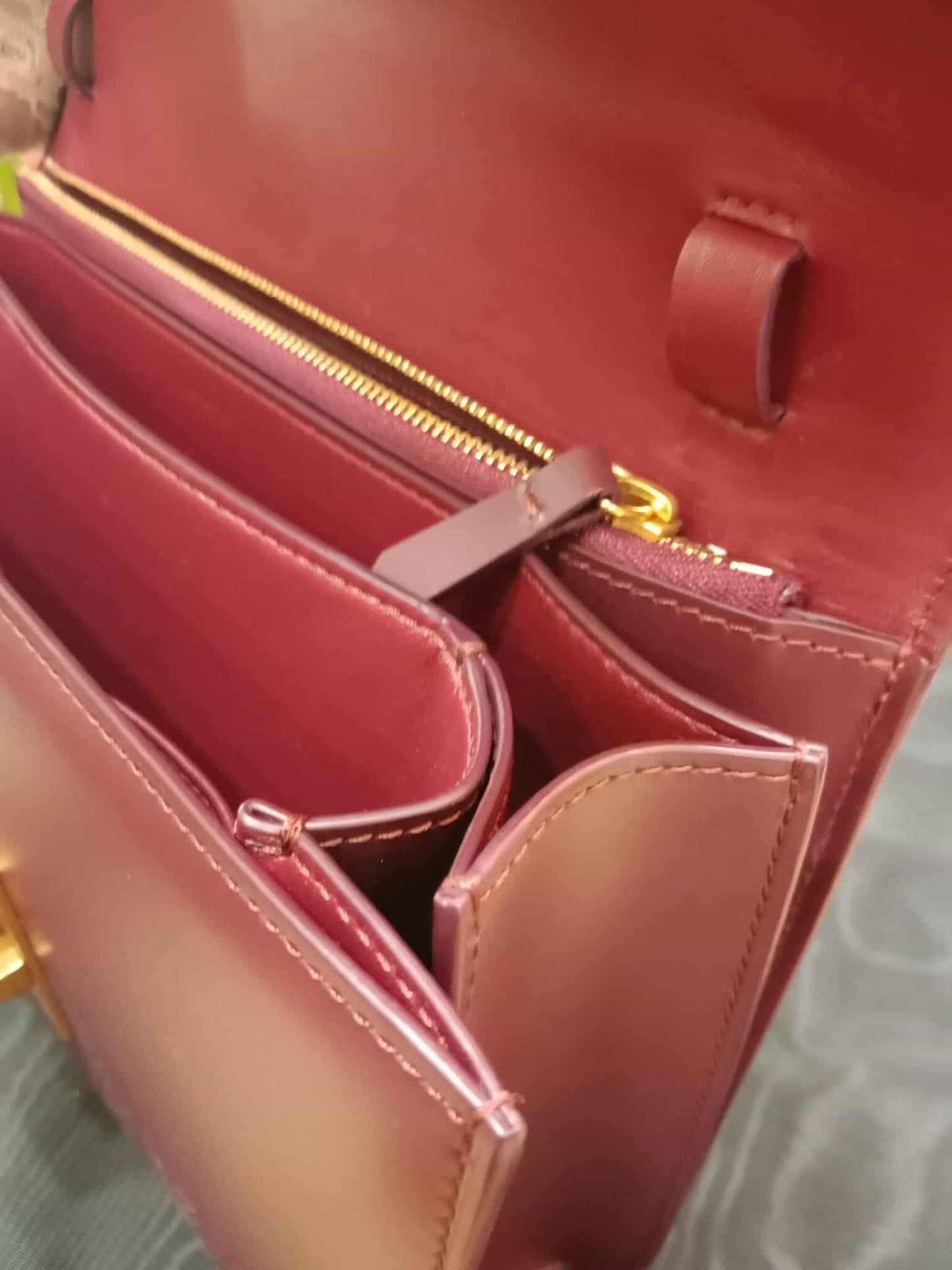 Celine Medium Classic Box Bag In Burgundy Calfskin Leather