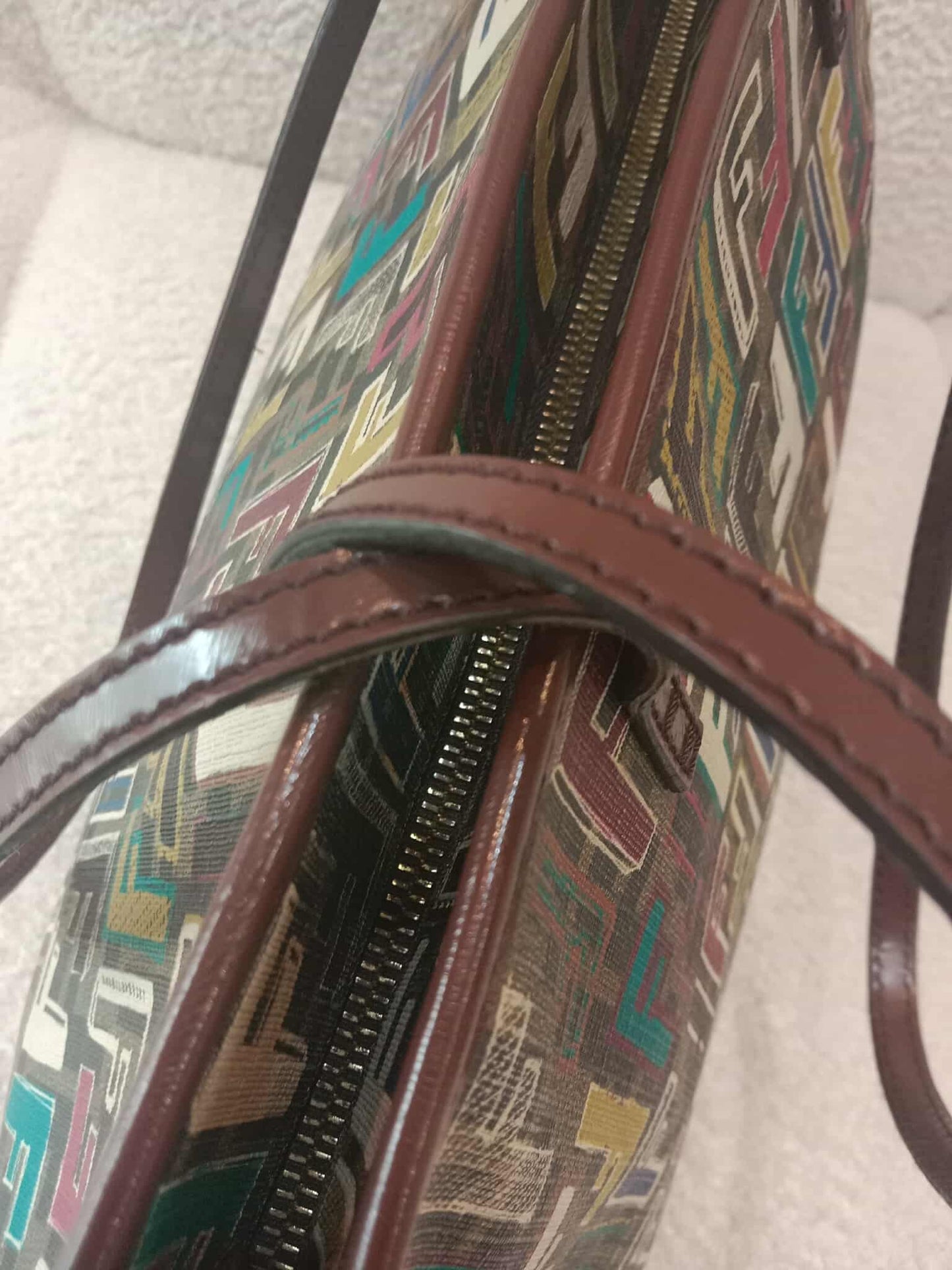 Fendi Multicolor Zucca Spalmati Roll Tote Bag