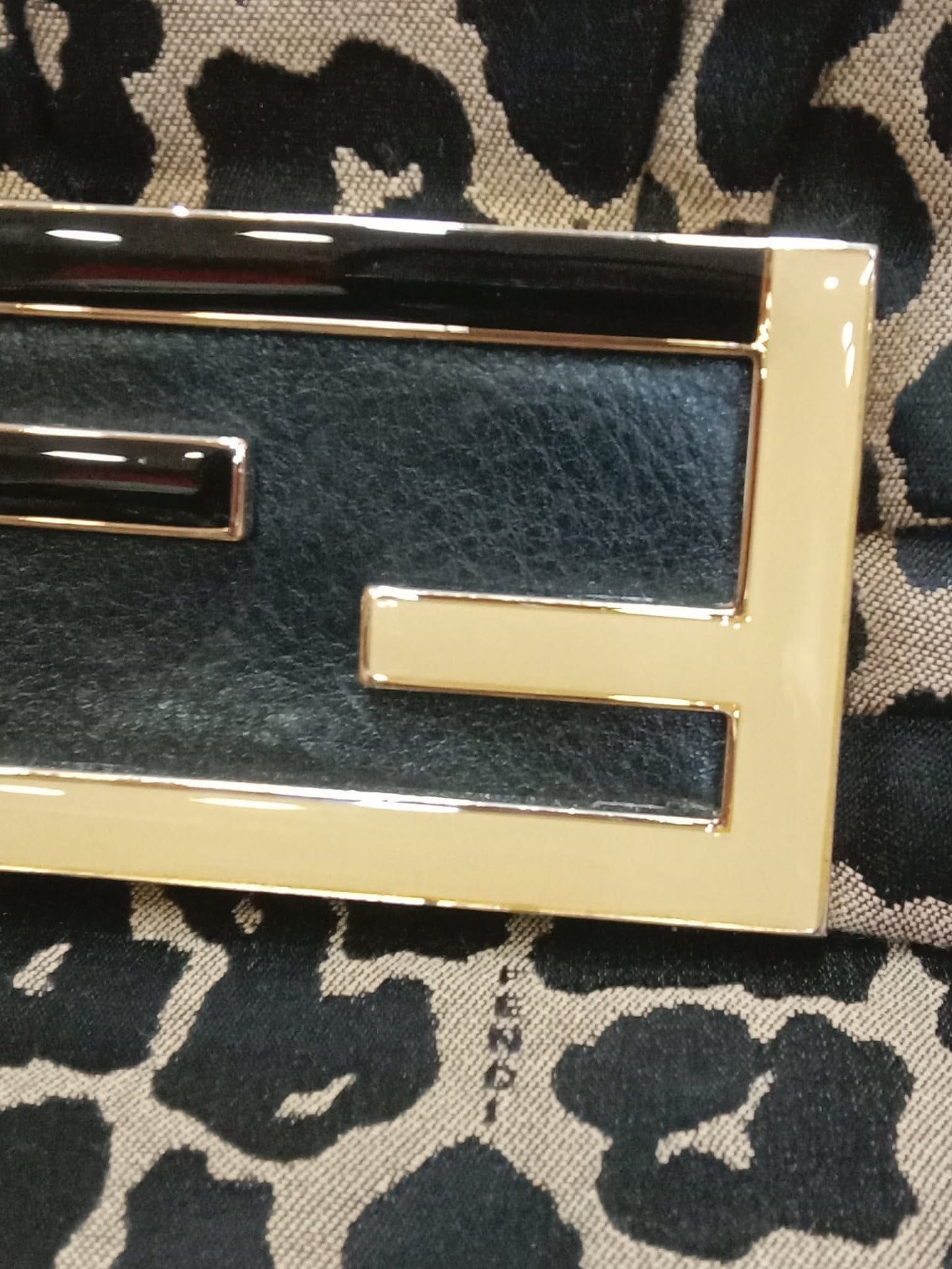 Fendi Mia Flap Bag Leopard Print Shoulder Bag