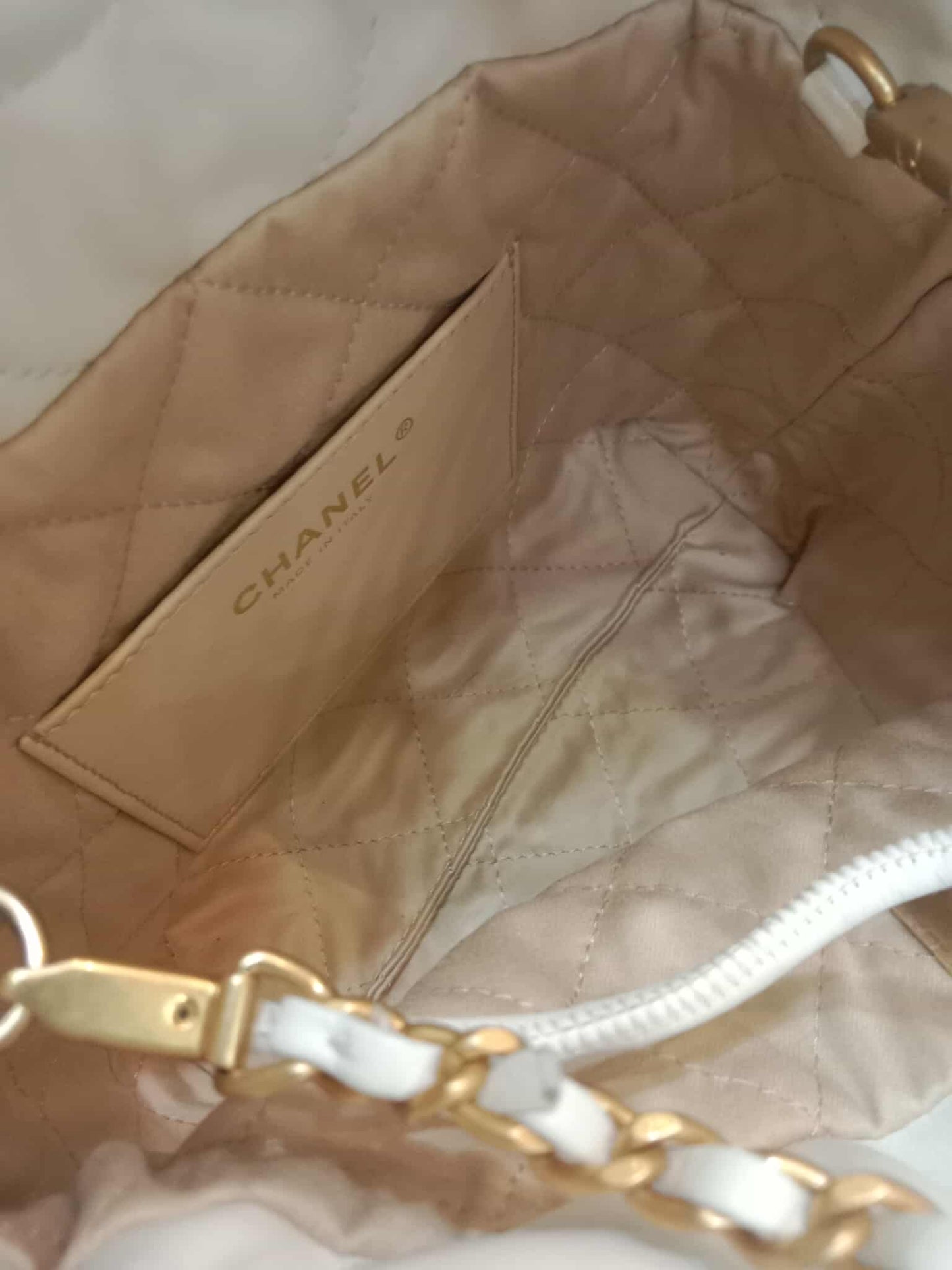 Chanel 22 Mini Tote Lambskin White Microchipped