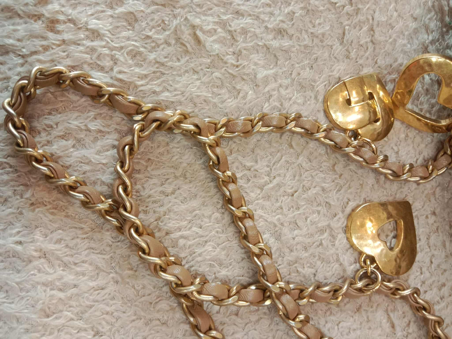 Chanel Seasonal Flap Heart Charms Beige Microchipped