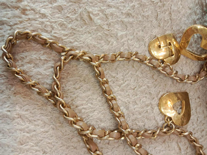 Chanel Seasonal Flap Heart Charms Beige Microchipped