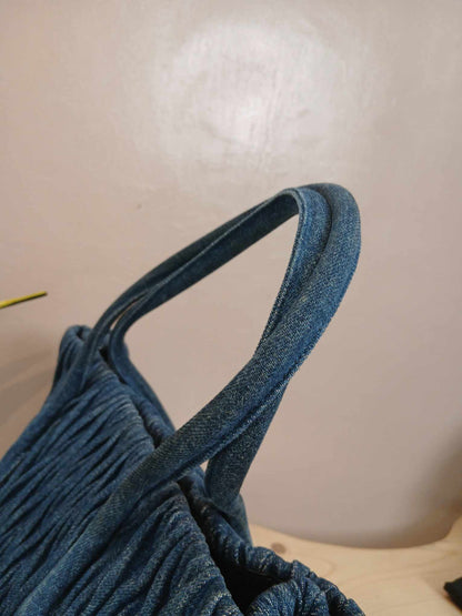 Miu Miu Matelasse Denim Tote Blue