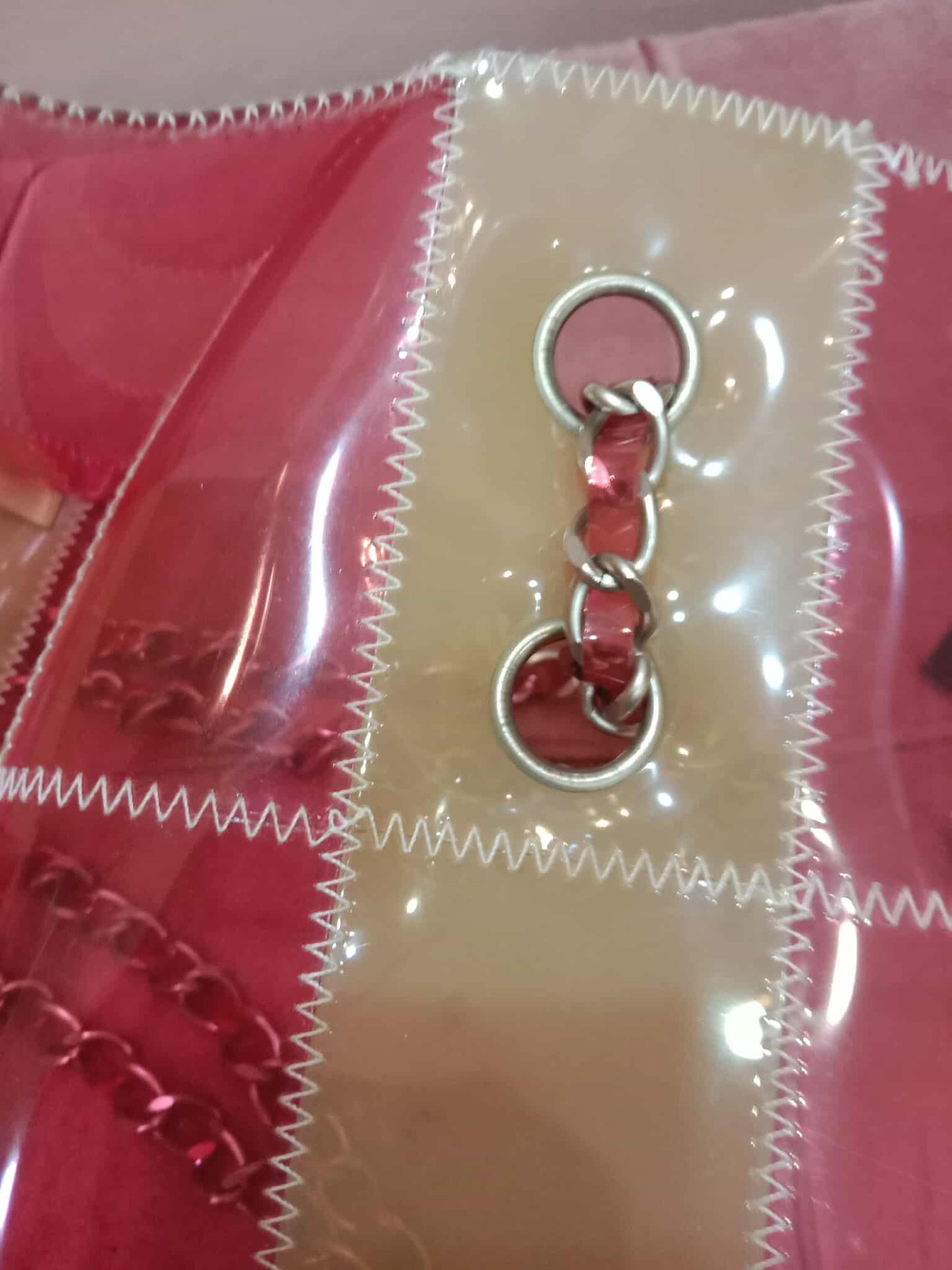 Chanel PVC Patchwork Stitched Flap Bag Beige/Pink Series 5