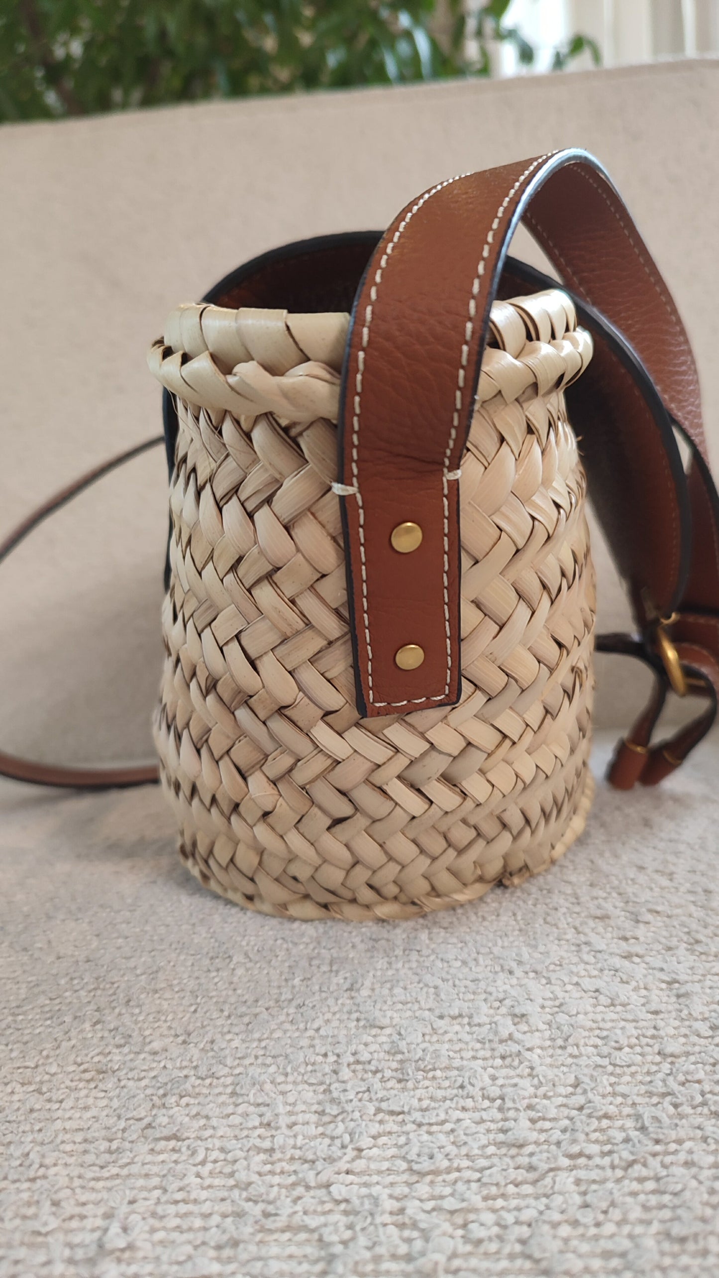 Chloe Marcie Small Raffia Basket Brown Bag
