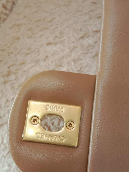 Chanel Seasonal Flap Heart Charms Beige Microchipped