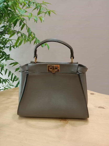 Fendi Peekaboo Grey Leather Mini