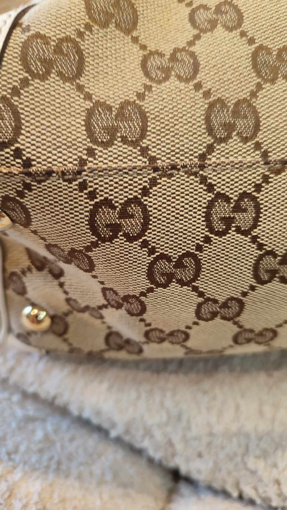 Gucci GG Canvas Trophy Bag Brown/White