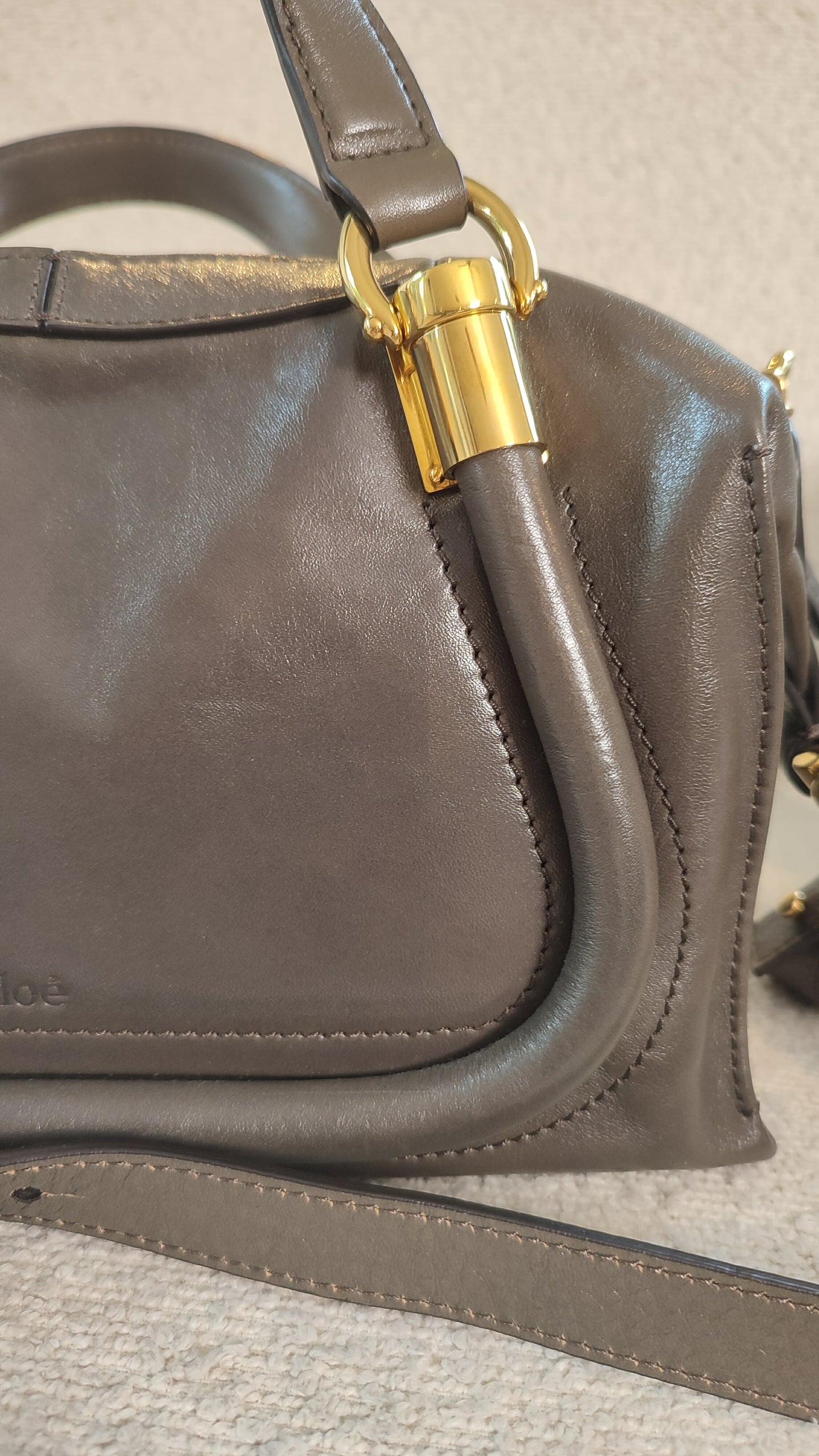 Chloe Small Double Carry Flannel Gray Bag
