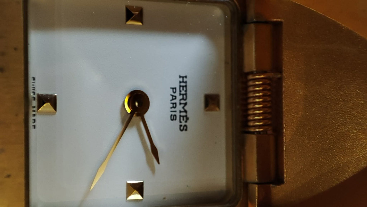 Hermes Vintage Gold Plated Medor Watch Epsom Yellow Stamp Y Circle 1995