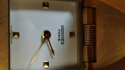 Hermes Vintage Gold Plated Medor Watch Epsom Yellow Stamp Y Circle 1995