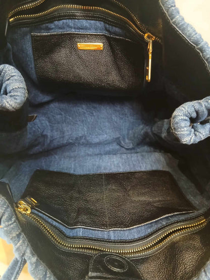 Miu Miu Matelasse Denim Tote Blue