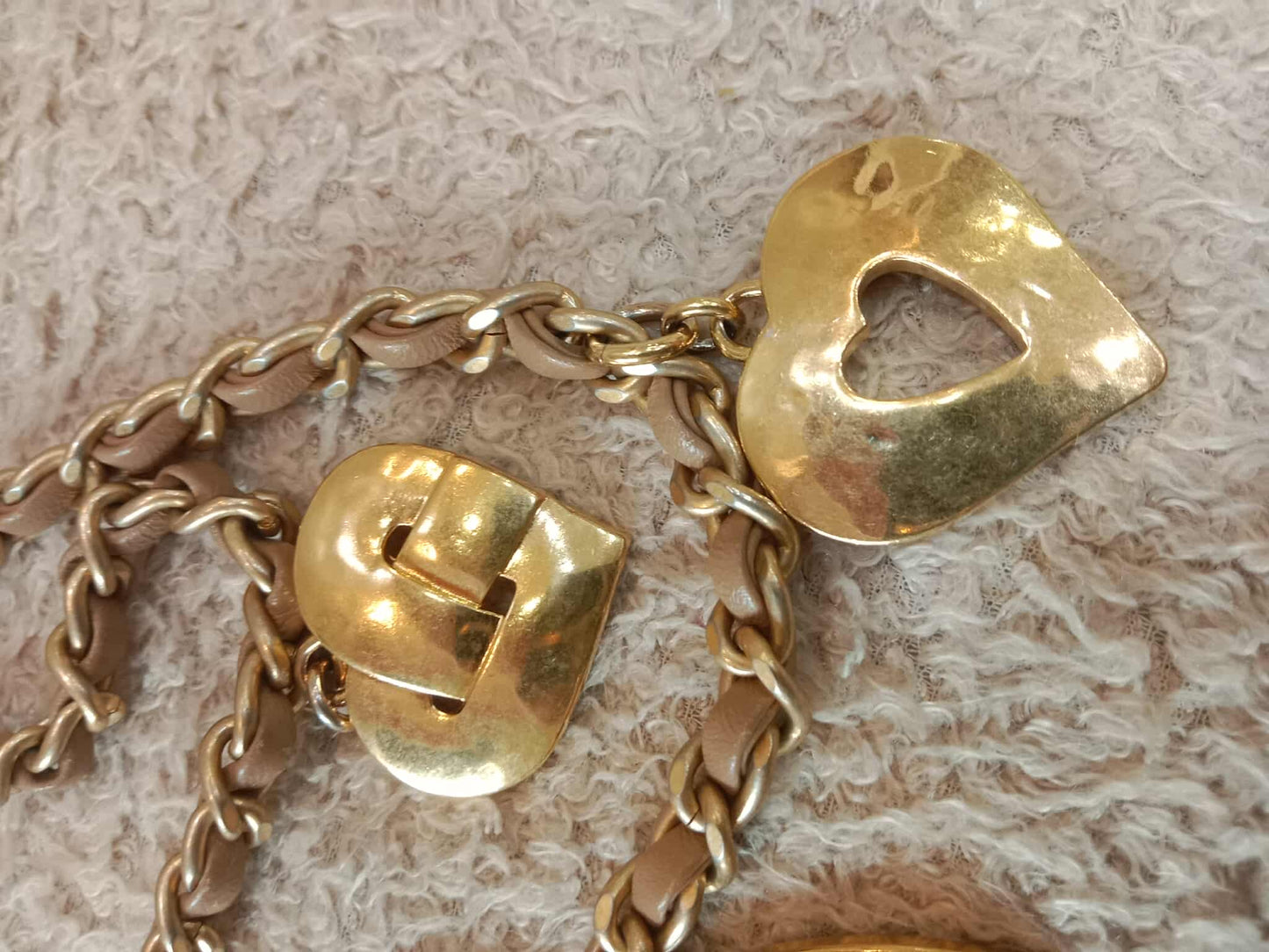 Chanel Seasonal Flap Heart Charms Beige Microchipped